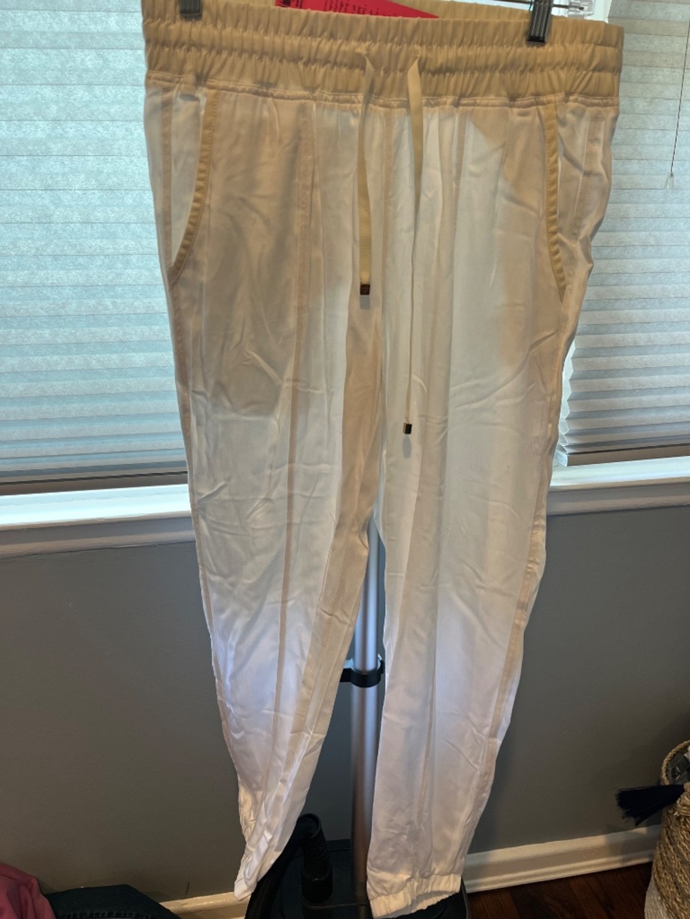 NEW Betsey Johnson White Joggers with Gold Details; Size S - Picture 6 of 6
